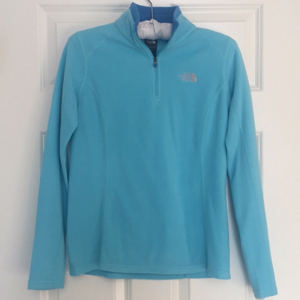 THE NORTH FACE 1/4 zip fleece .  Aqua Blue.  SZ  S